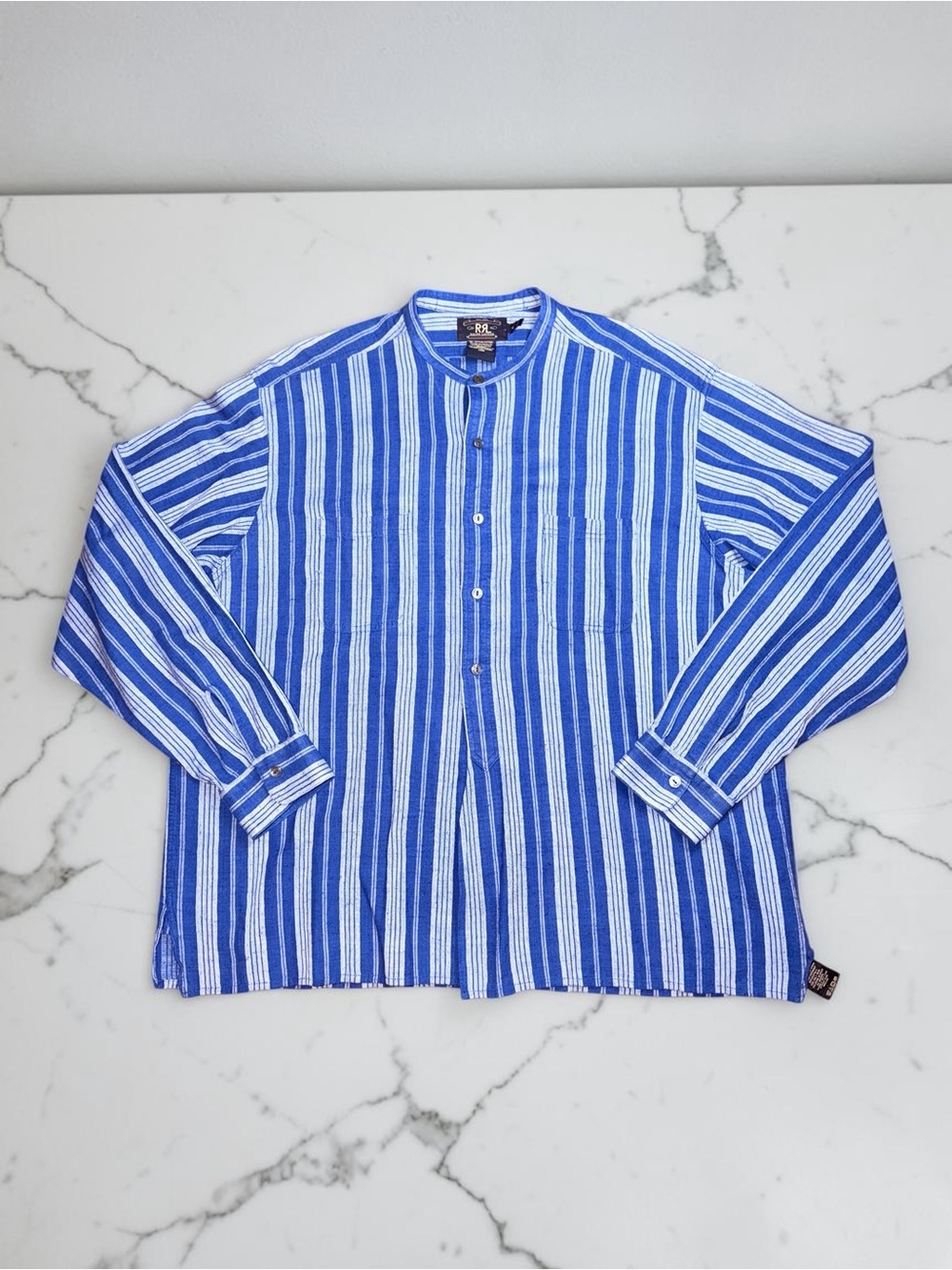 Double RL ralph Lauren band mandarin collar shirt size xl linen / cotton